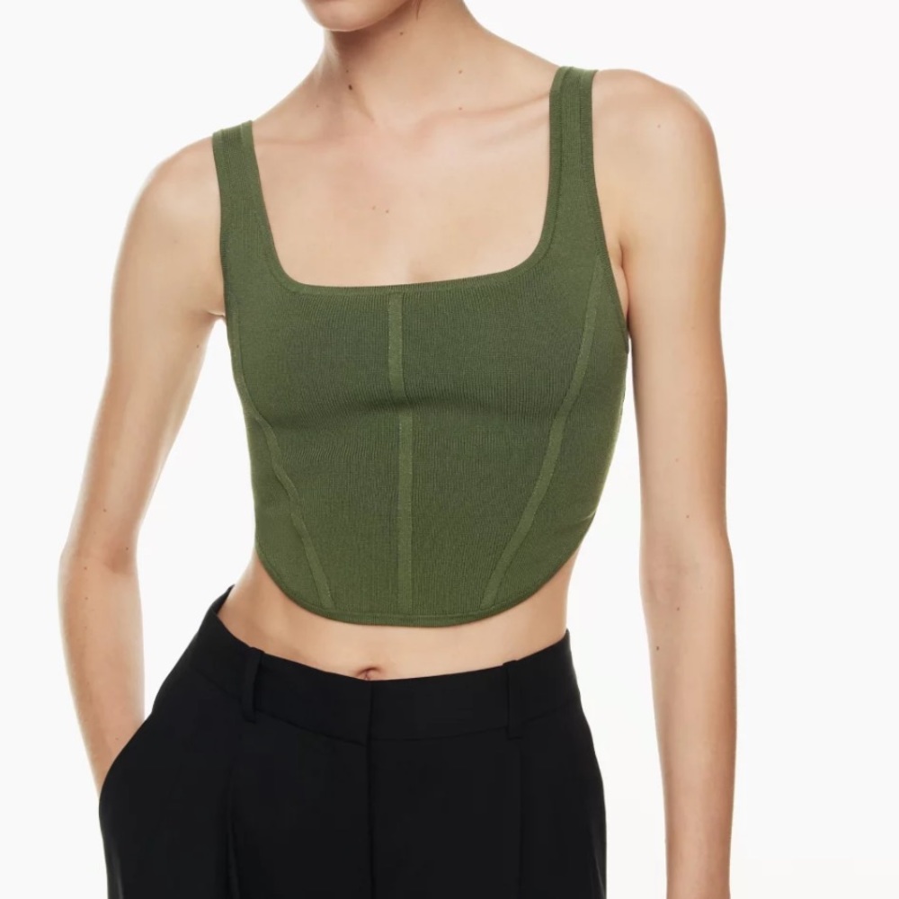 NWT Aritzia color sencha green Sculpt Knit Bustier Tank
